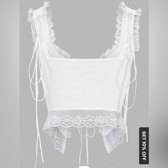 Commense Fly Away Fairytale Lace Trim Crop Cami Top - Picture 2 of 2